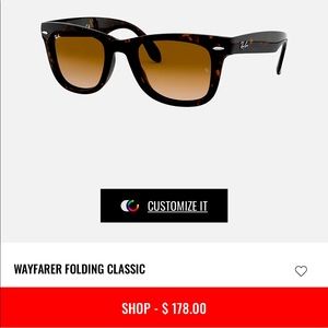 Ray-ban folding wayfarer in tortoise shell.